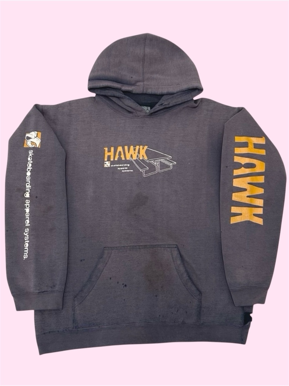 Vintage Y2K Tony Hawk Hoodie Faded Distressed Grunge Skater Thrashed Large